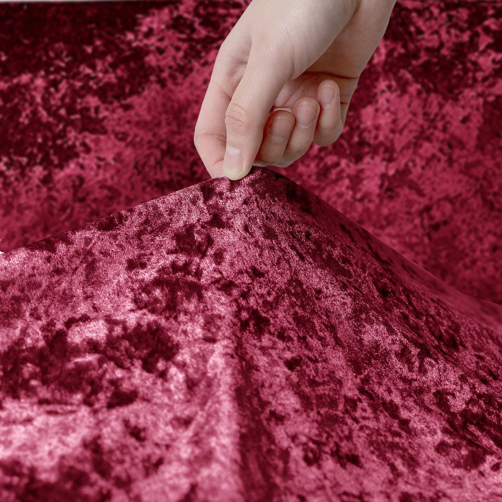 Homerepublic 3 Seater Wine Crushed Velvet Stretch Fit Sofa Cover Image 3