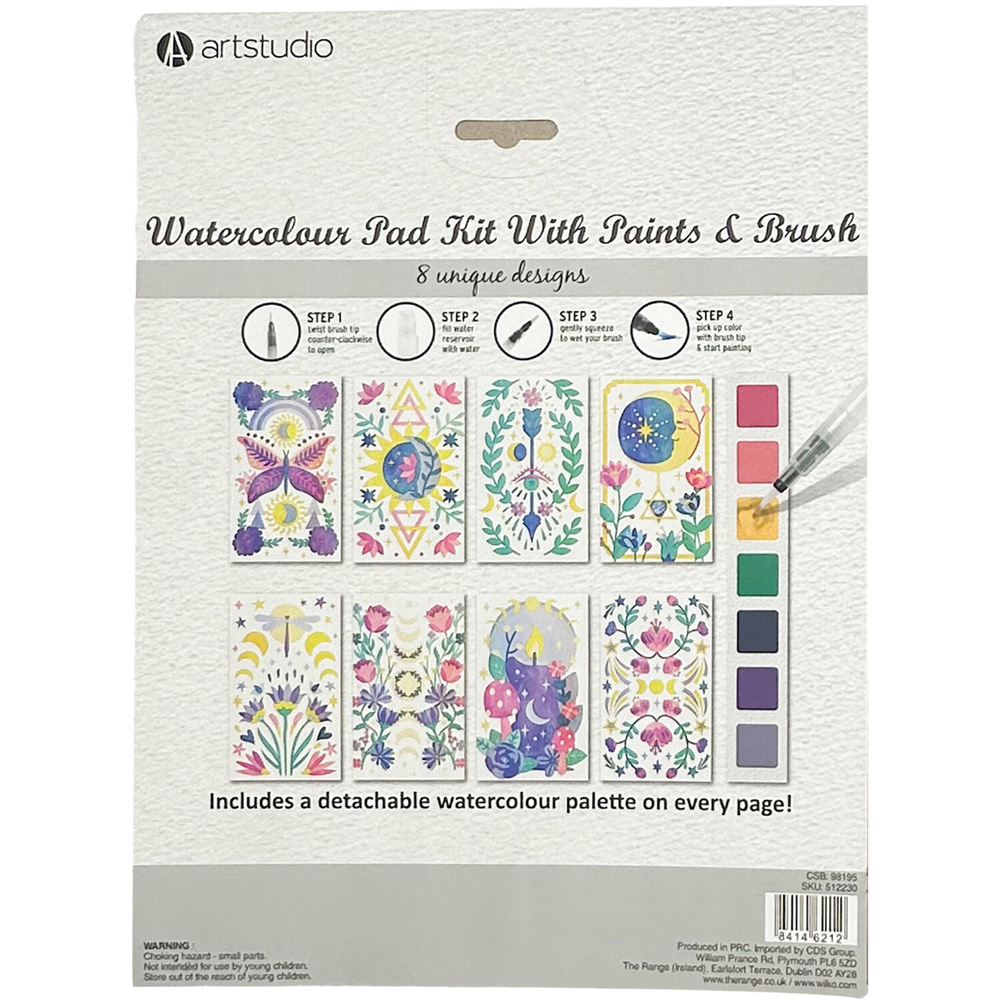 Watercolor Pad Kit with Paints and Brush Image 4