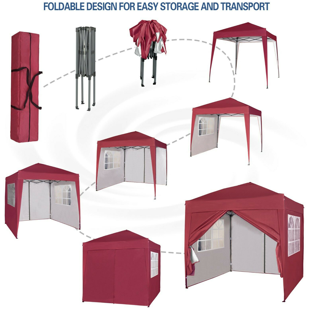 Red 2 x 2m Pop Up Gazebo with Removable Sidewalls Image 5
