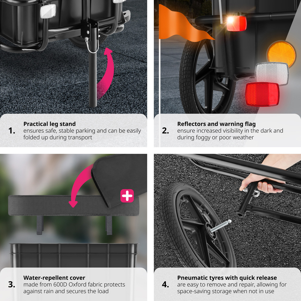 tectake CargoXpress Multifunctional Hand Cart Bicycle Trailer Image 6