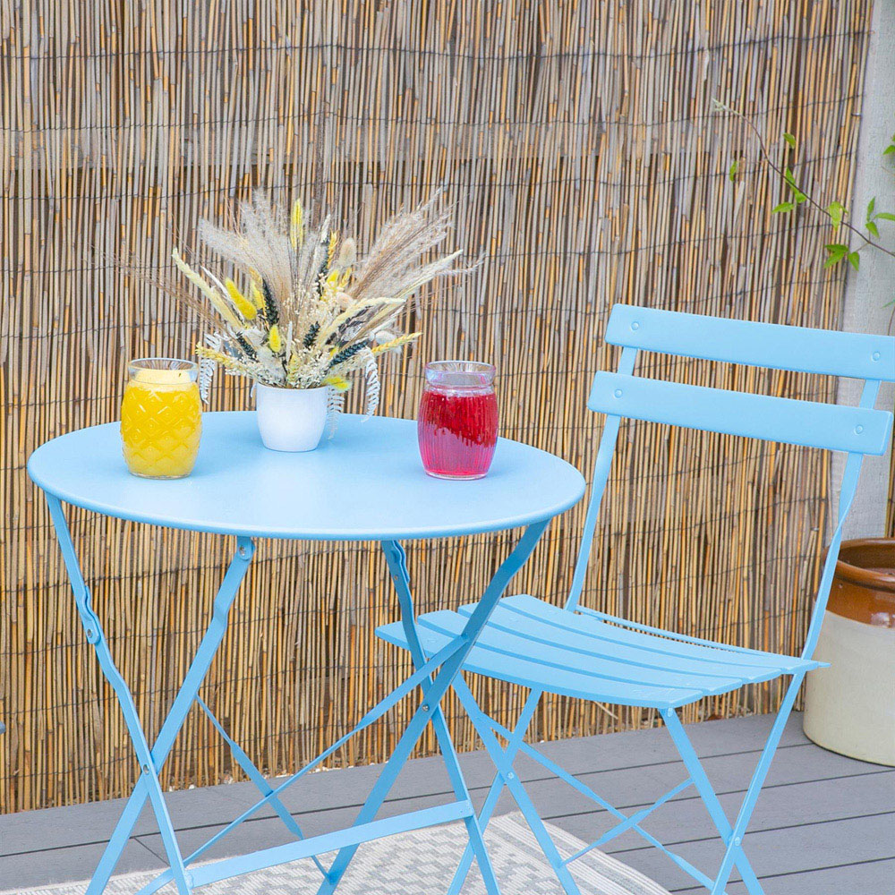 Harbour Housewares Sussex 2 Seater Cornflower Blue Round Bistro Set Image 3