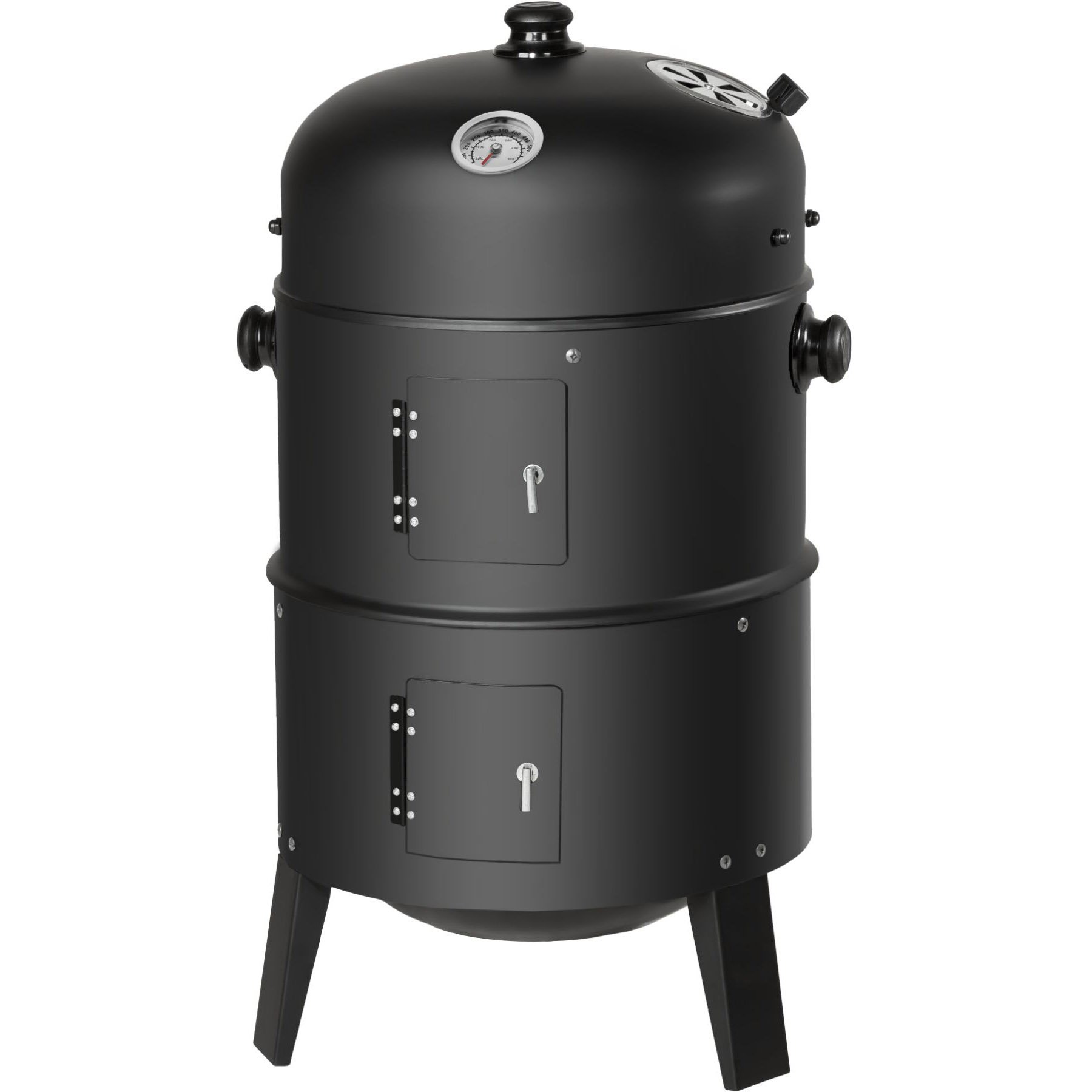 tectake 3 in 1 Black BBQ Smoker Grill Image 1