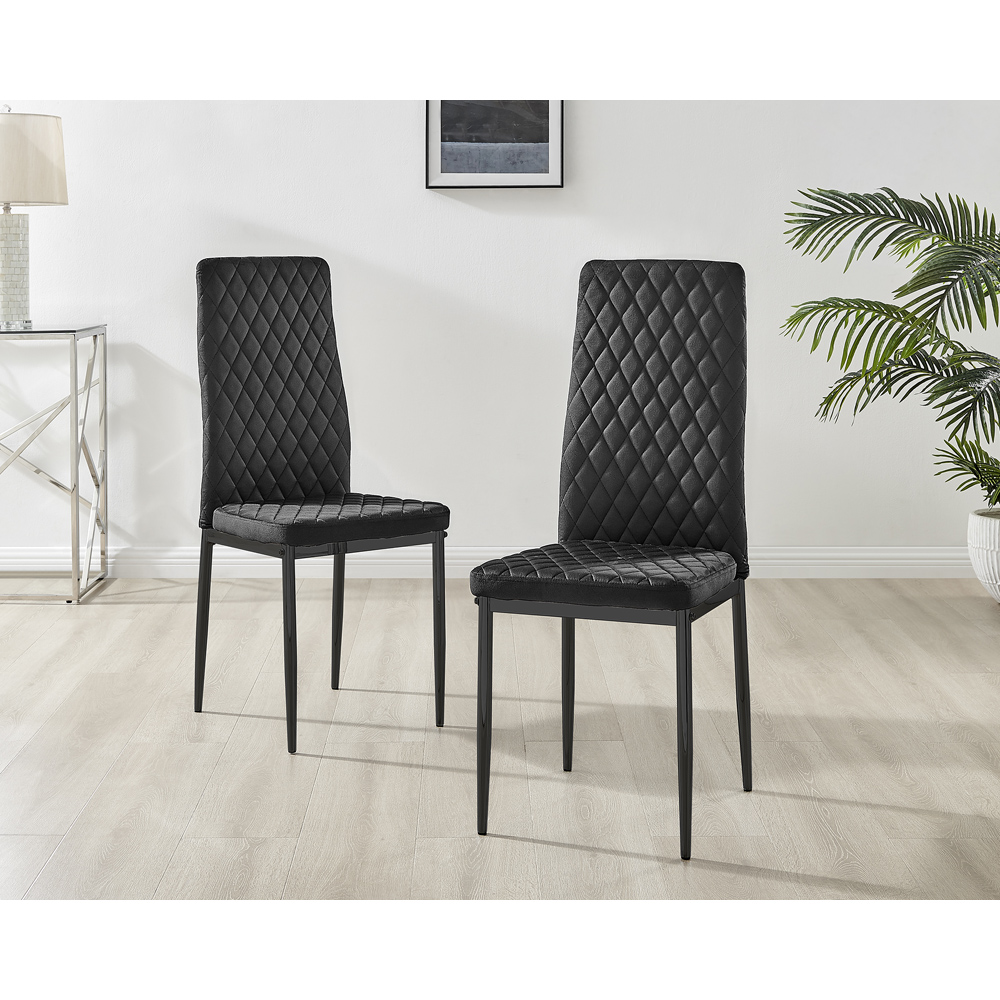 Furniturebox Valera Set of 4 Black Velvet Dining Chair Image 7