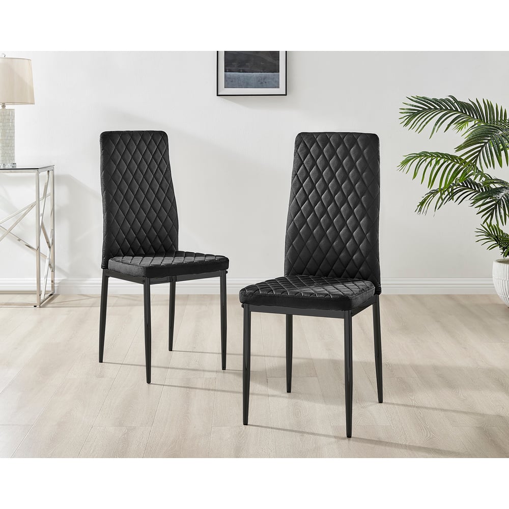 Furniturebox Valera Set of 4 Black Velvet Dining Chair Image 7