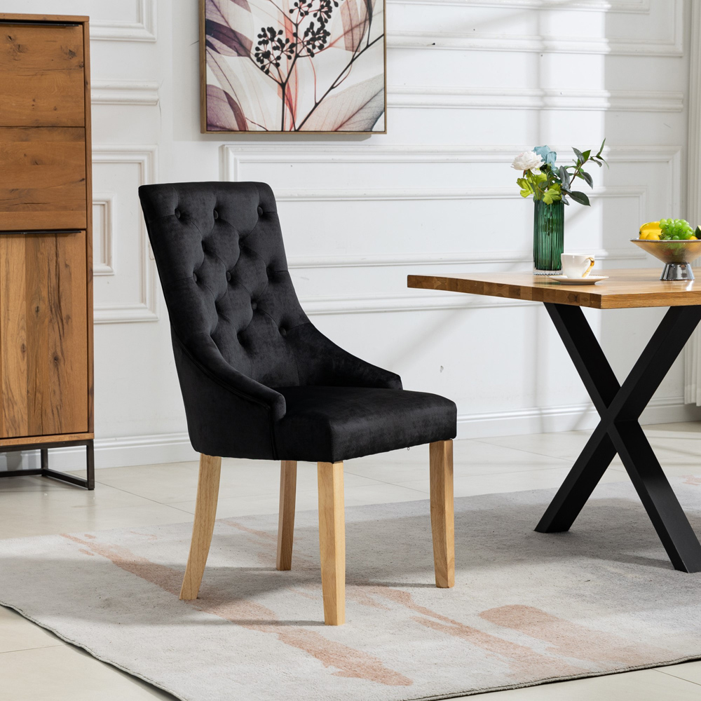 Artemis Home Ravenna Set of 2 Black Velvet Dining Chair Image 3