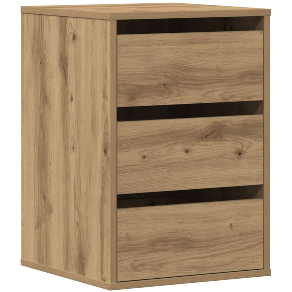 vidaXL 3 Drawer Artisanal Oak Wooden Chest of Drawers Image 2