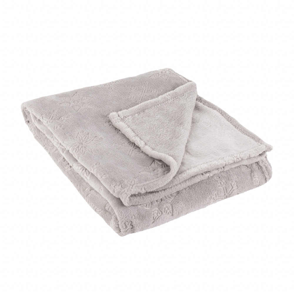 Furn Grey Snowflakes Soft Flannel Fleece Reversible Throw 140 x 180cm Image 4