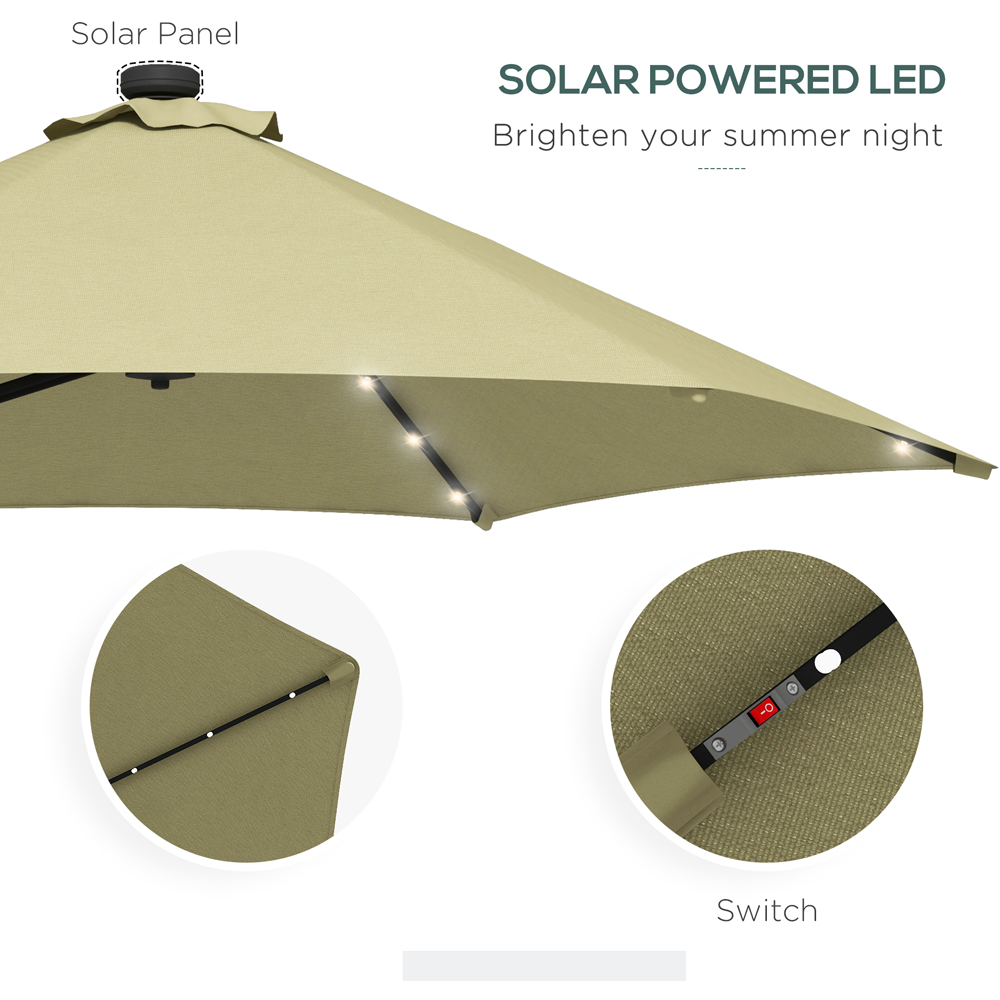 Outsunny Beige Solar LED Cantilever Parasol with Cross Base 3m Image 5