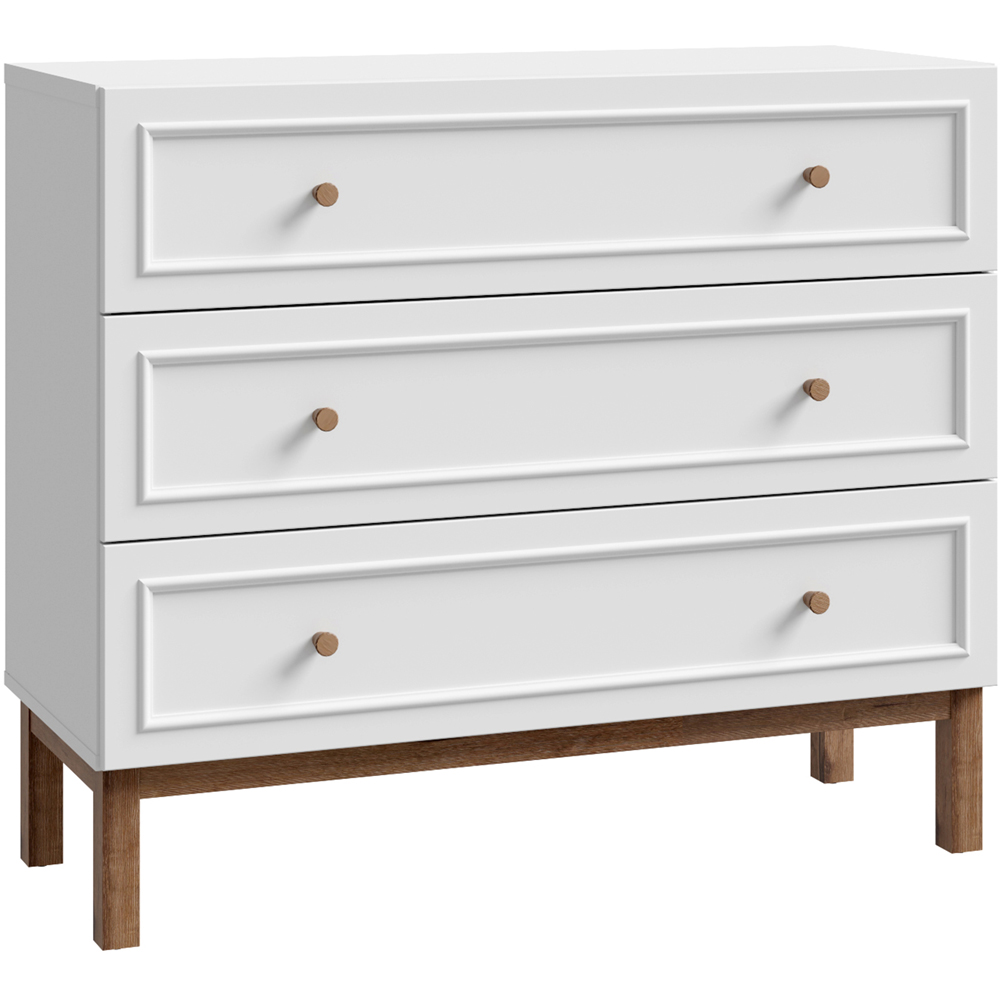 Florence Wensley 3 Drawer Light Grey and Oak Chest of Drawers Image 2