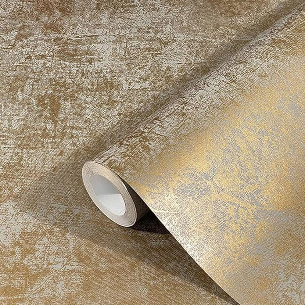 Galerie Distressed Effect Sheen Gold Wallpaper Image 2