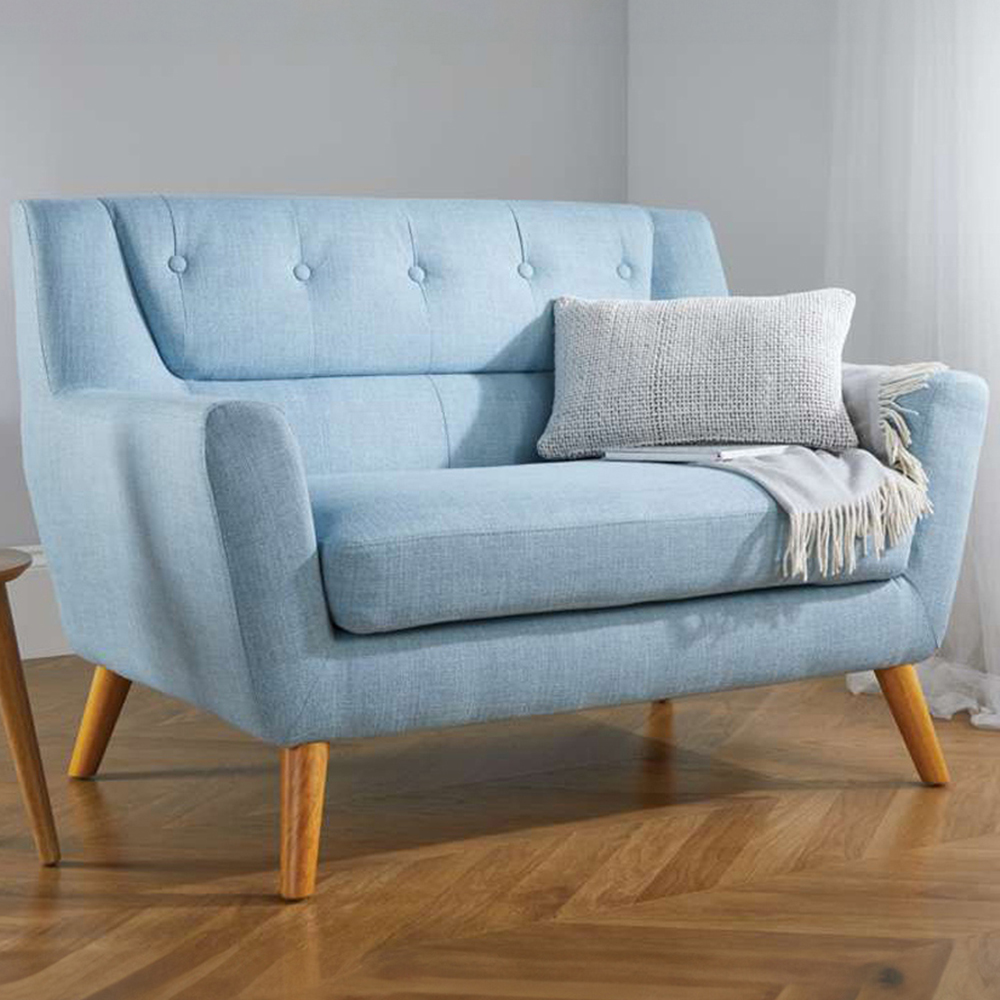 Lambeth 2 Seater Medium Duck Egg Blue Fabric Sofa Image 1