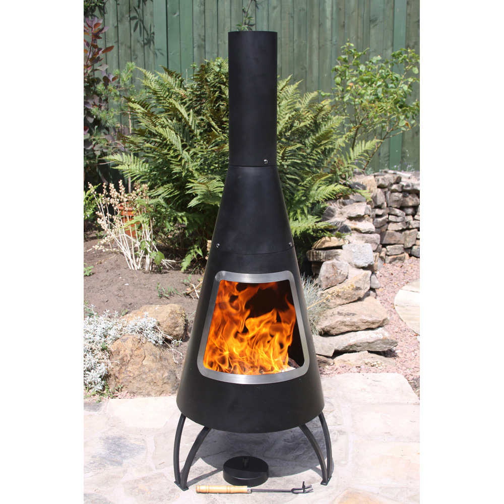 Gardeco Cono Large Conical Shaped Steel Chimenea with Stainless Steel Mouth Rim Image 2