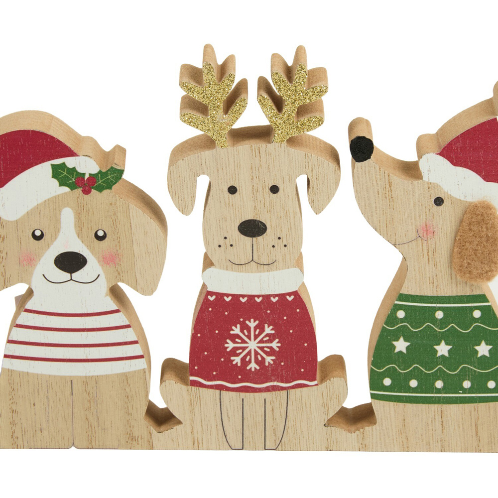 Sitting Dogs Wooden Decoration Image 2