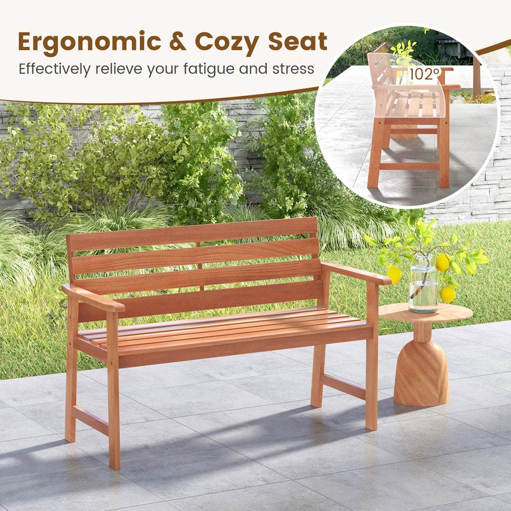 Costway 2 Seater Patio Hardwood Bench Image 6