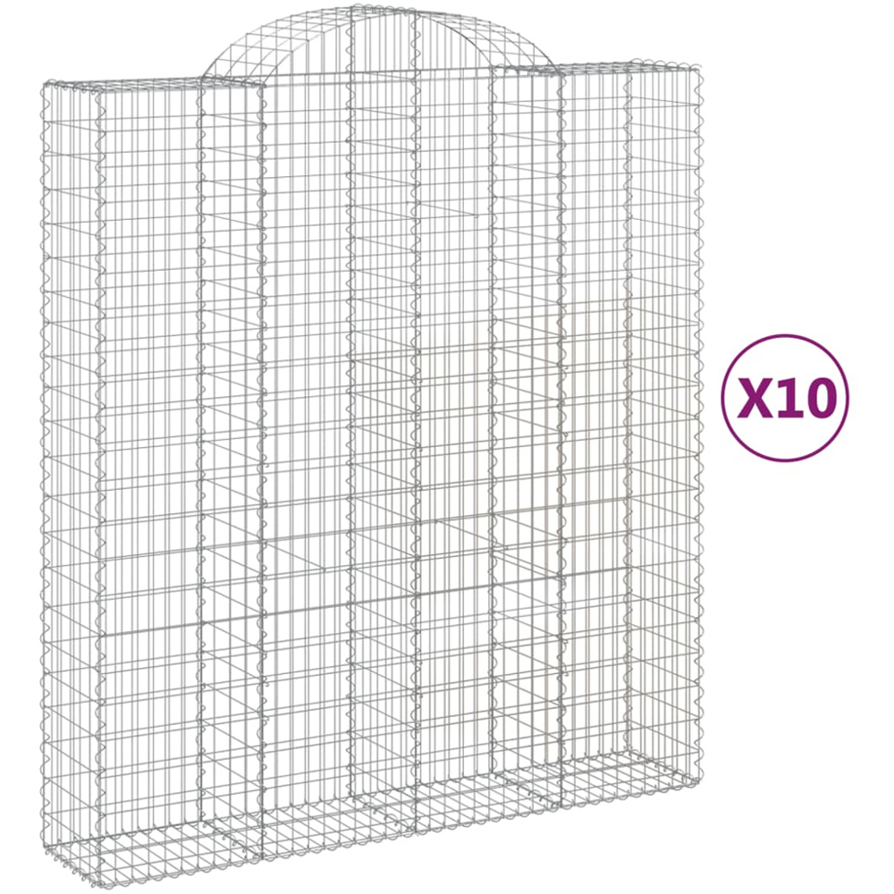 vidaXL Silver Galvanised Iron Arched Gabion Basket 200 x 50 x 220/240cm 10 Pack Image 4