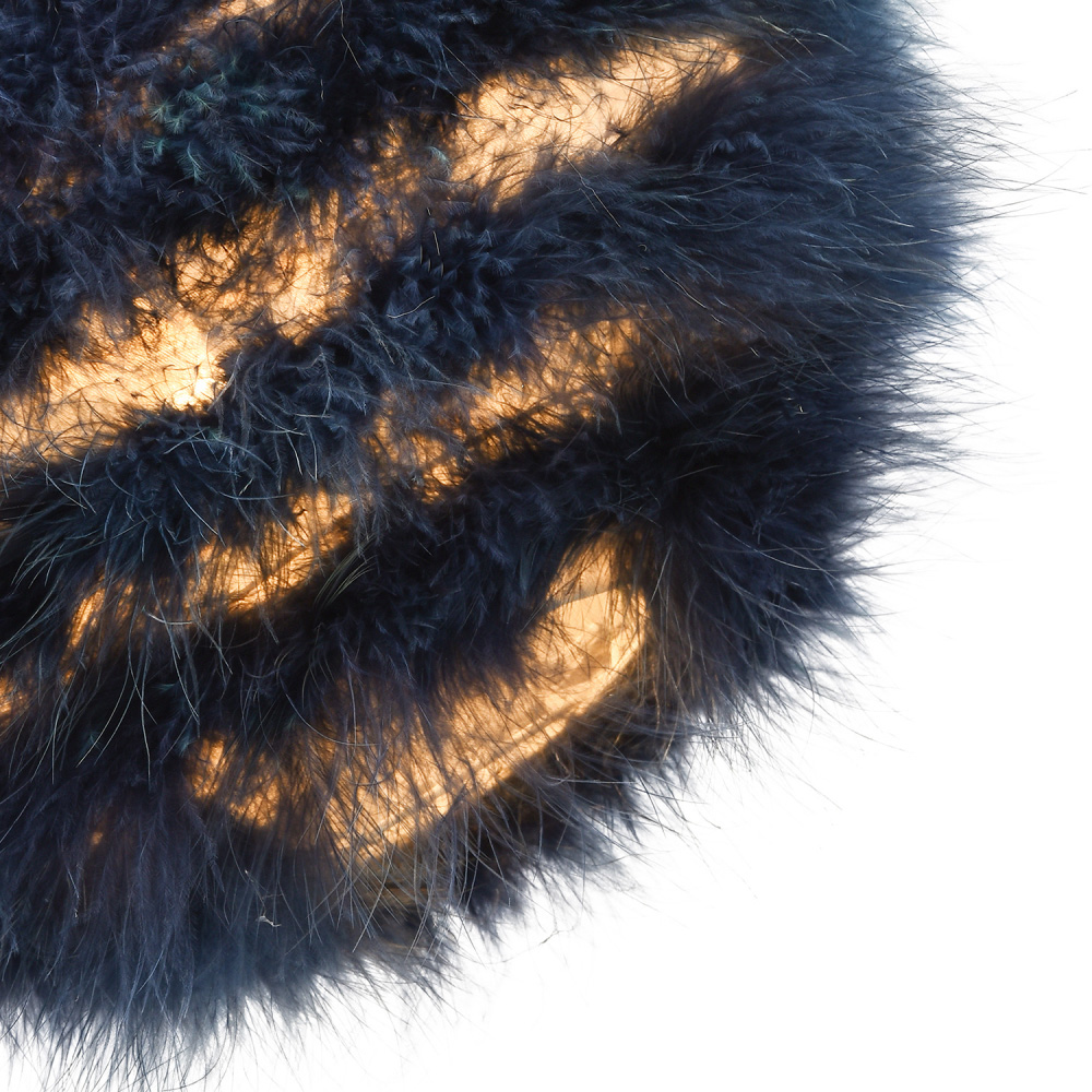 Happy Homewares Navy Blue Feather Decorated Pendant Shade Small Image 4