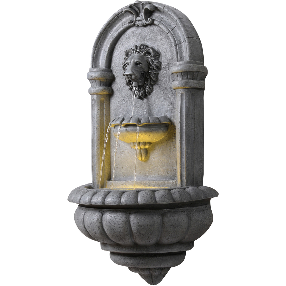 Teamson Home Natural Stone Tiered Lion Head LED Water Wall Fountain 81cm Image 4