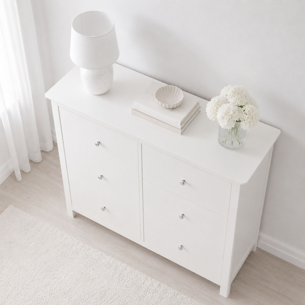 Core Products Nairn 6 Drawer White Wide Chest of Drawers Image 7