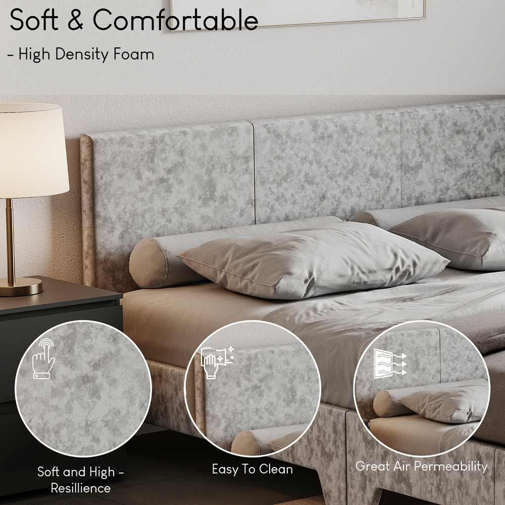 Vida Designs Victoria King Size Silver Velvet Bed Frame Image 6