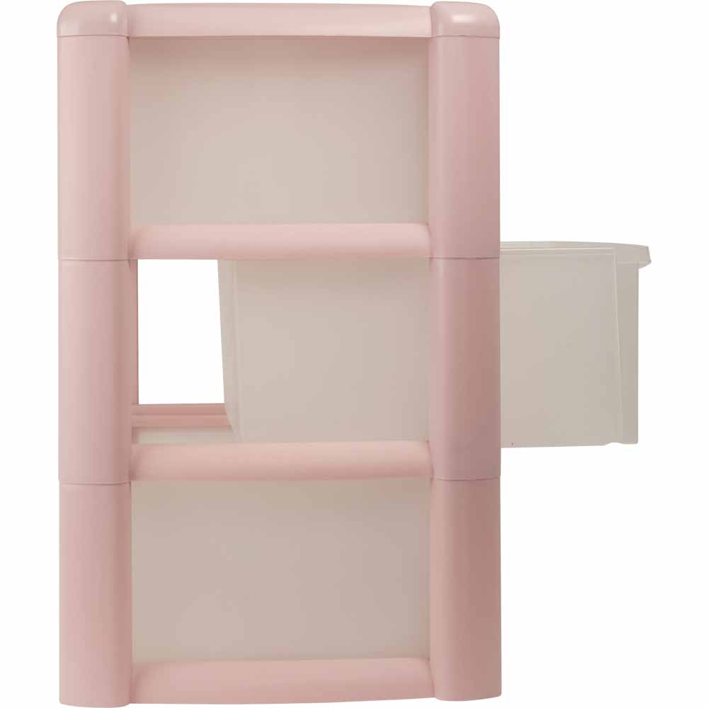 Wilko 3 Drawer Tower Blush Pink Image 5