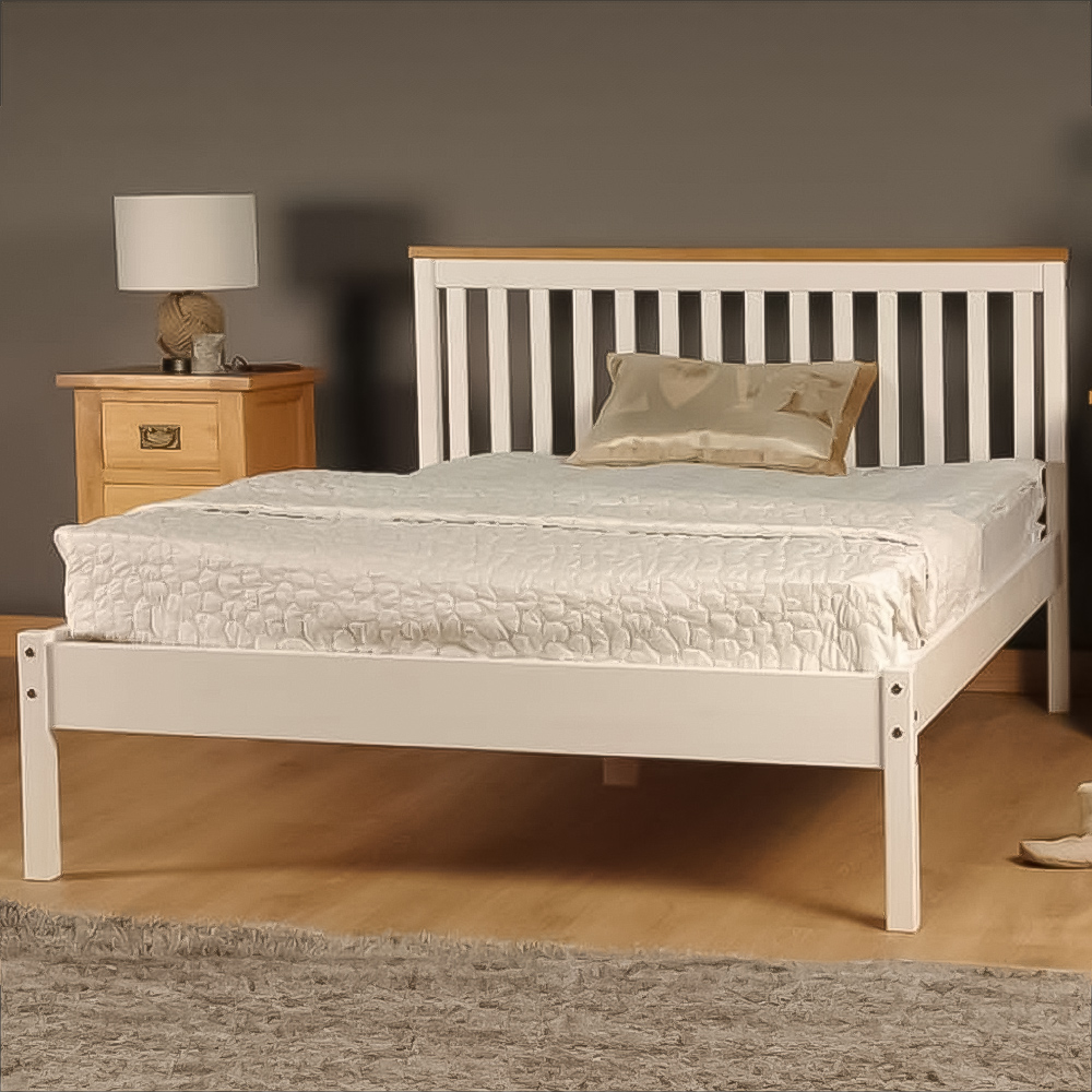 Brooklyn King Size White Low Foot End Wooden Bed Frame Image 1