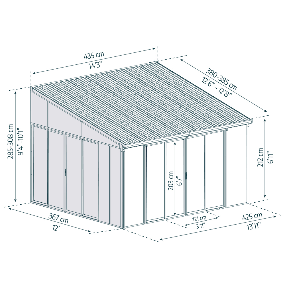 Palram Canopia Sanremo Veranda White Sunroom 4 x 4.25ft Image 4