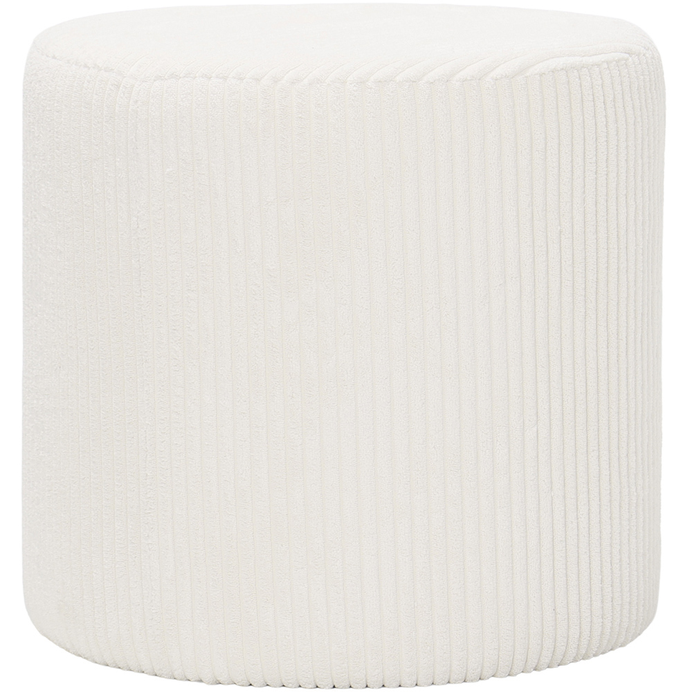 Living and Home Beige Corduroy Ribbed Upholstered Round Footstool Image 4
