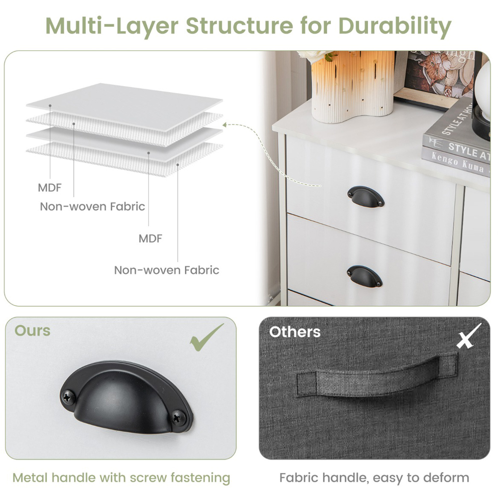 Costway 6 Drawer Rustic White Chest of Drawers Image 6