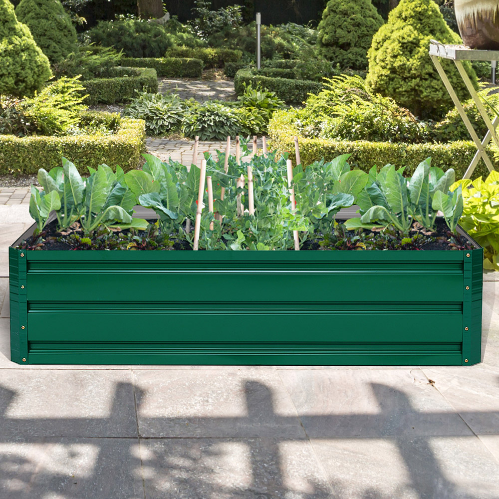 Costway Green Metal Raised Outdoor Garden Bed Image 5