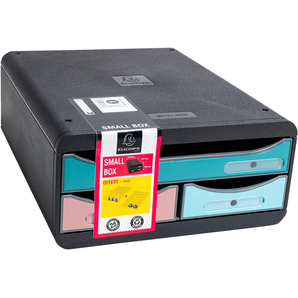 Exacompta Skandi 3 Drawer Multicolour Small Storage Box Image 2
