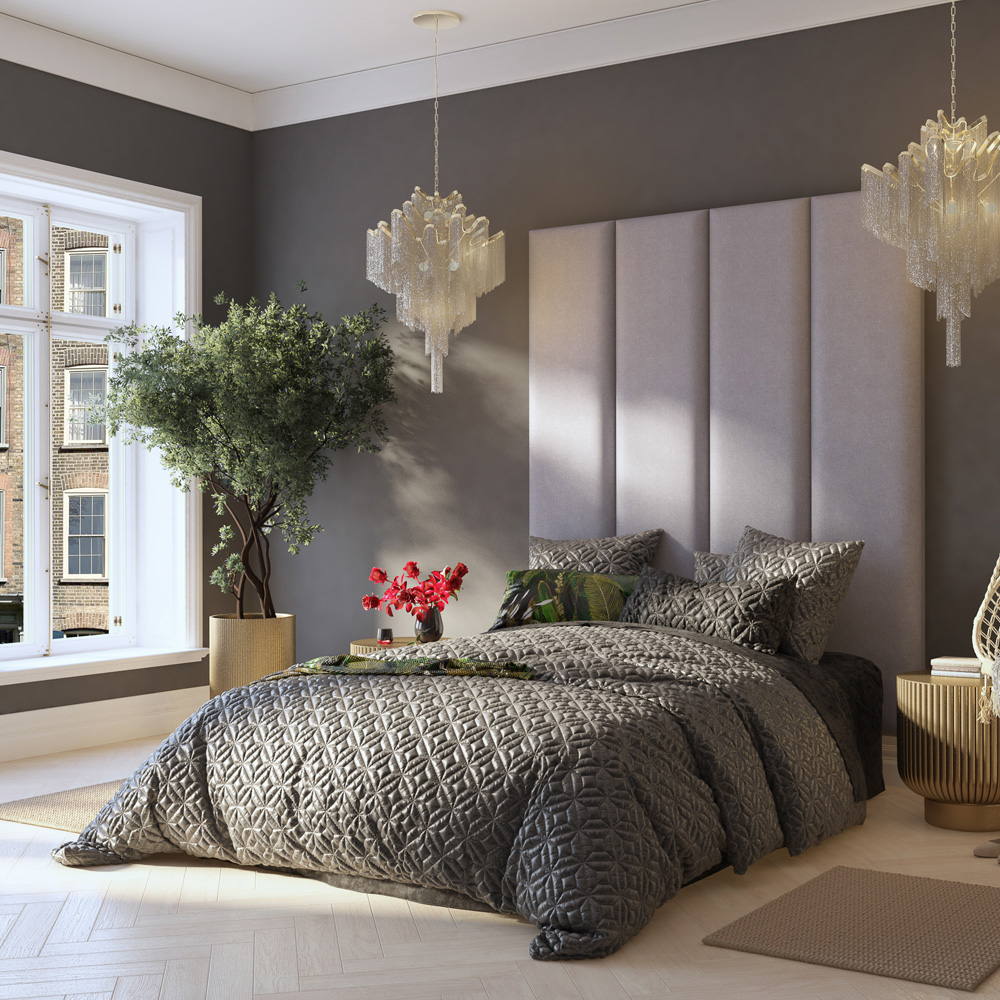 Aspire Furniture Llewelyn-Bowen Luxury Grey Eire Linen Wall Mounted Headboard 45cm Image 7