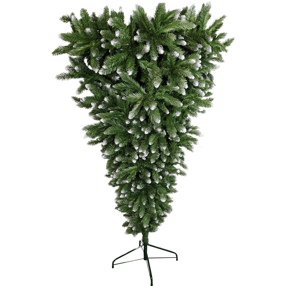 Snowtime Frosted Snow Tipped Green Upside Down Artificial Christmas Tree 6ft Image 1