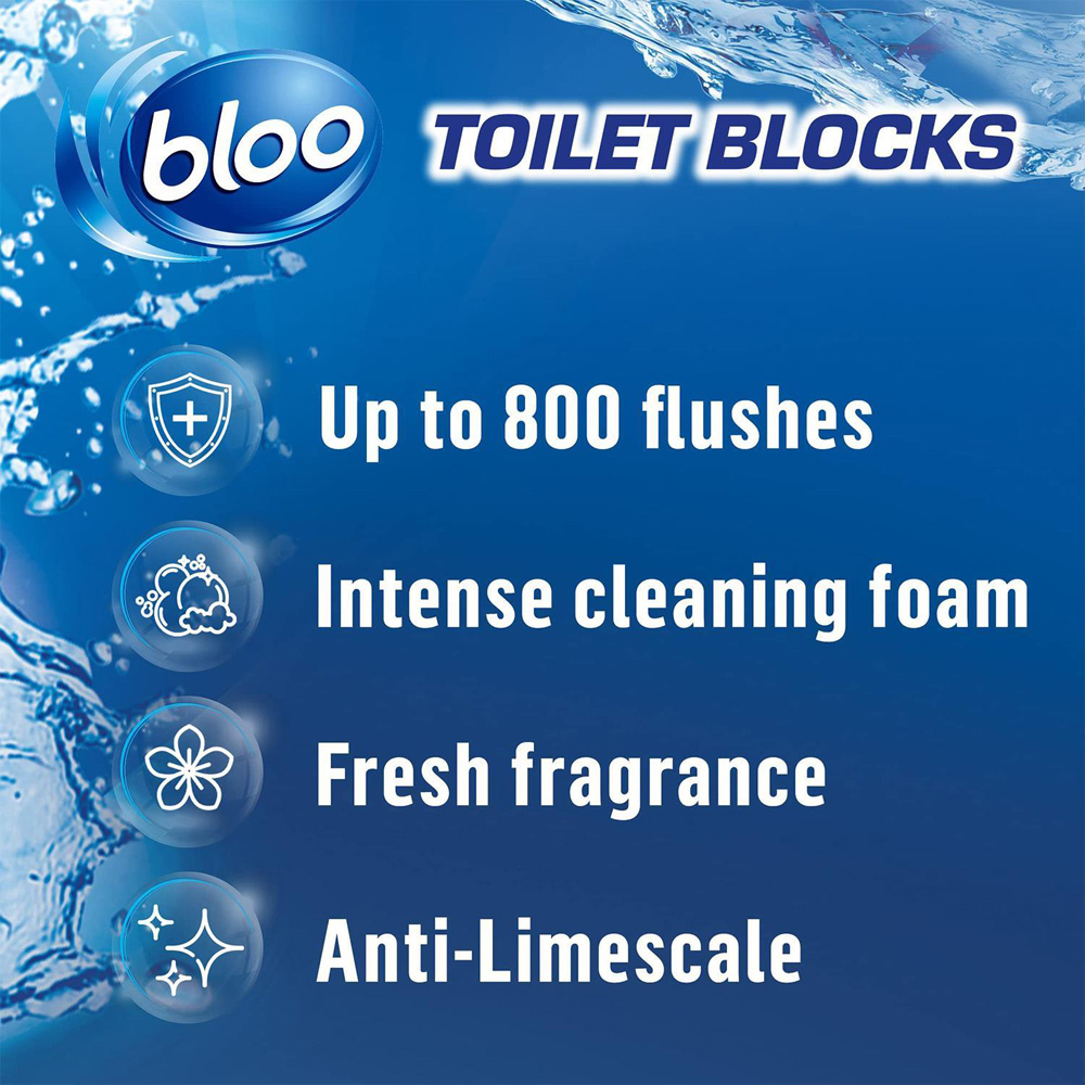 Bloo Clean+ Fresh 2 in 1 Original Blue Foam Toilet Rim Block 14 Pack Image 6