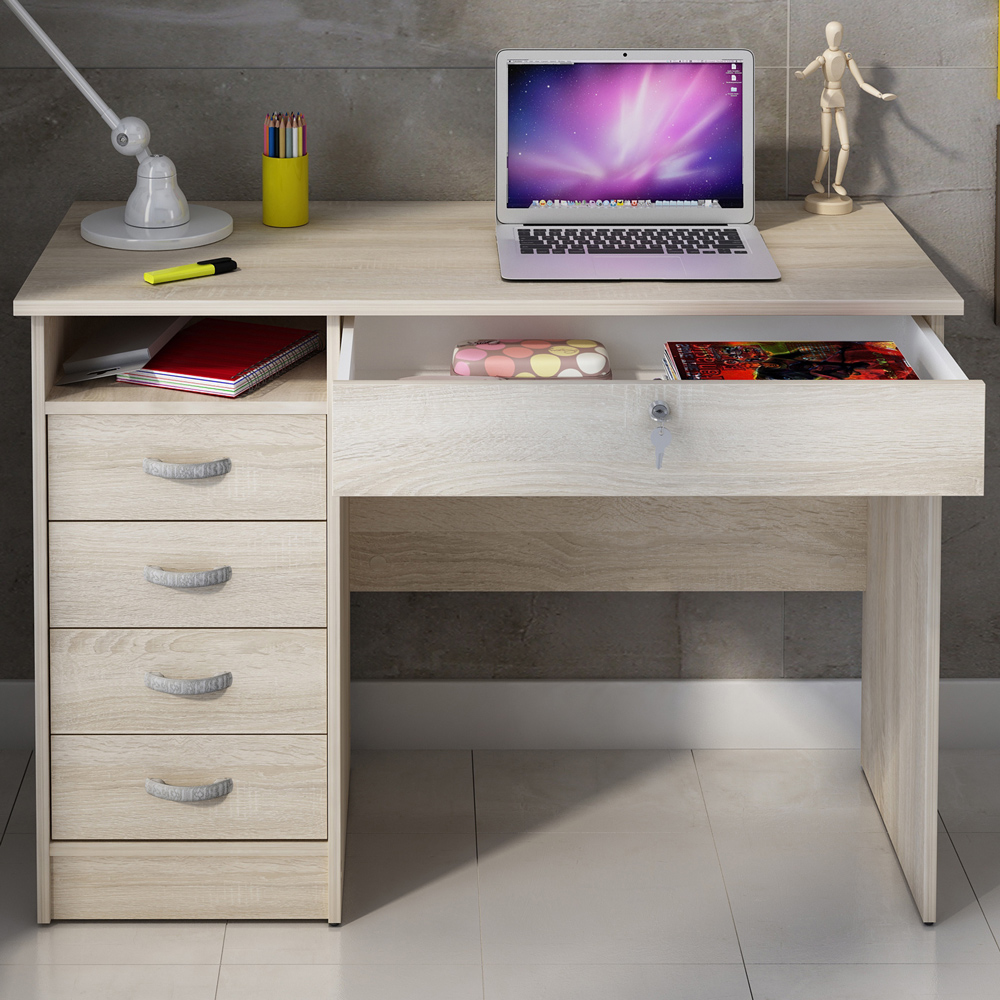 Florence Function Plus 5 Drawer Desk Oak Image 1