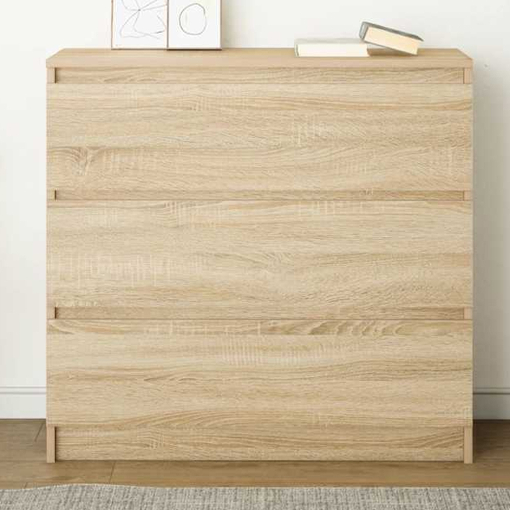 vidaXL 3 Drawer Sonoma Oak Sideboard Image 1