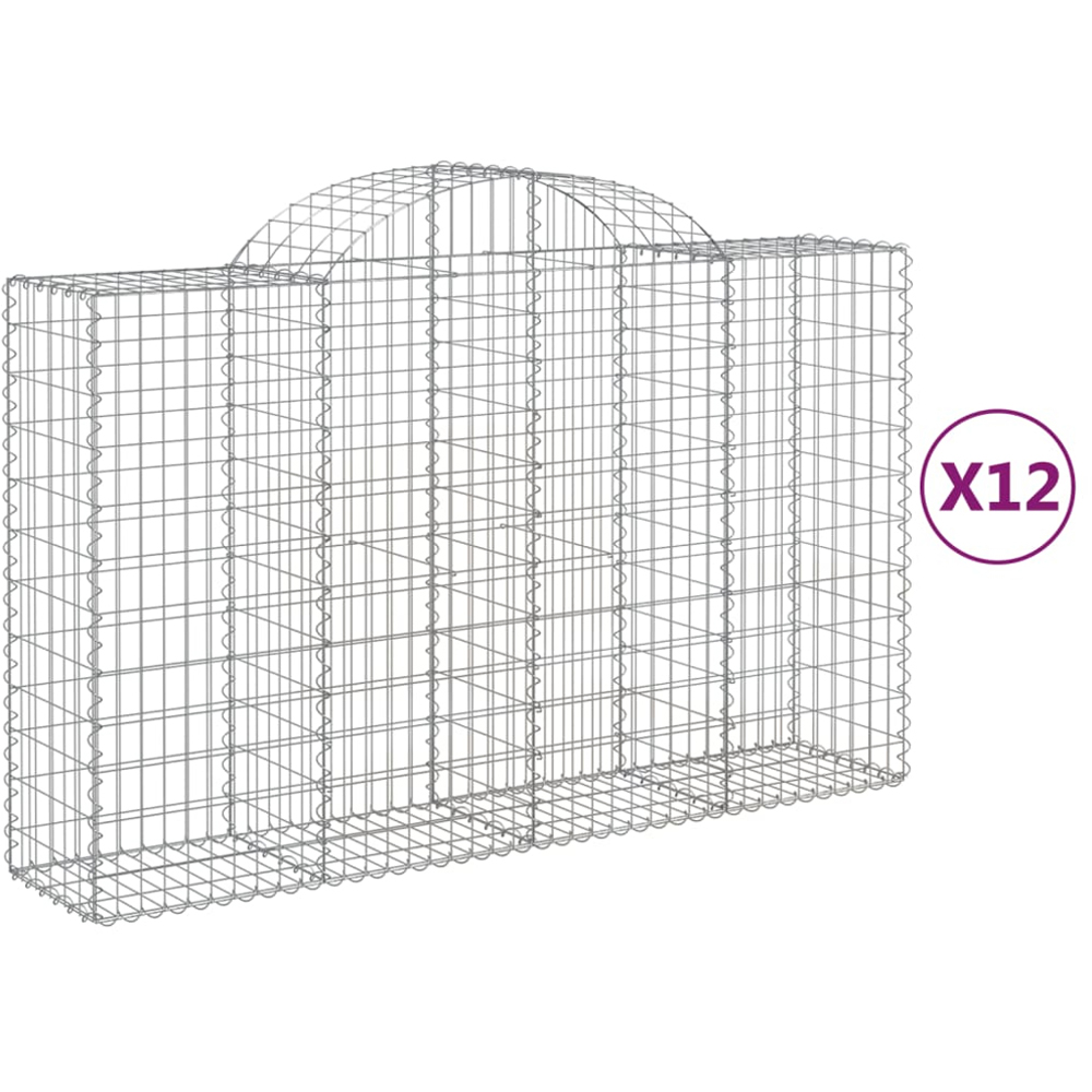 vidaXL Silver Galvanised Iron Arched Gabion Basket 120/140 x 50 x 200cm 12 Pack Image 4