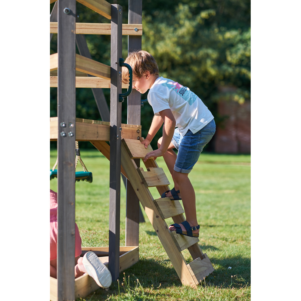 Plum Play Barbary Kids Wooden Double Swing and Slide Playcentre with Climbing Frame Image 4