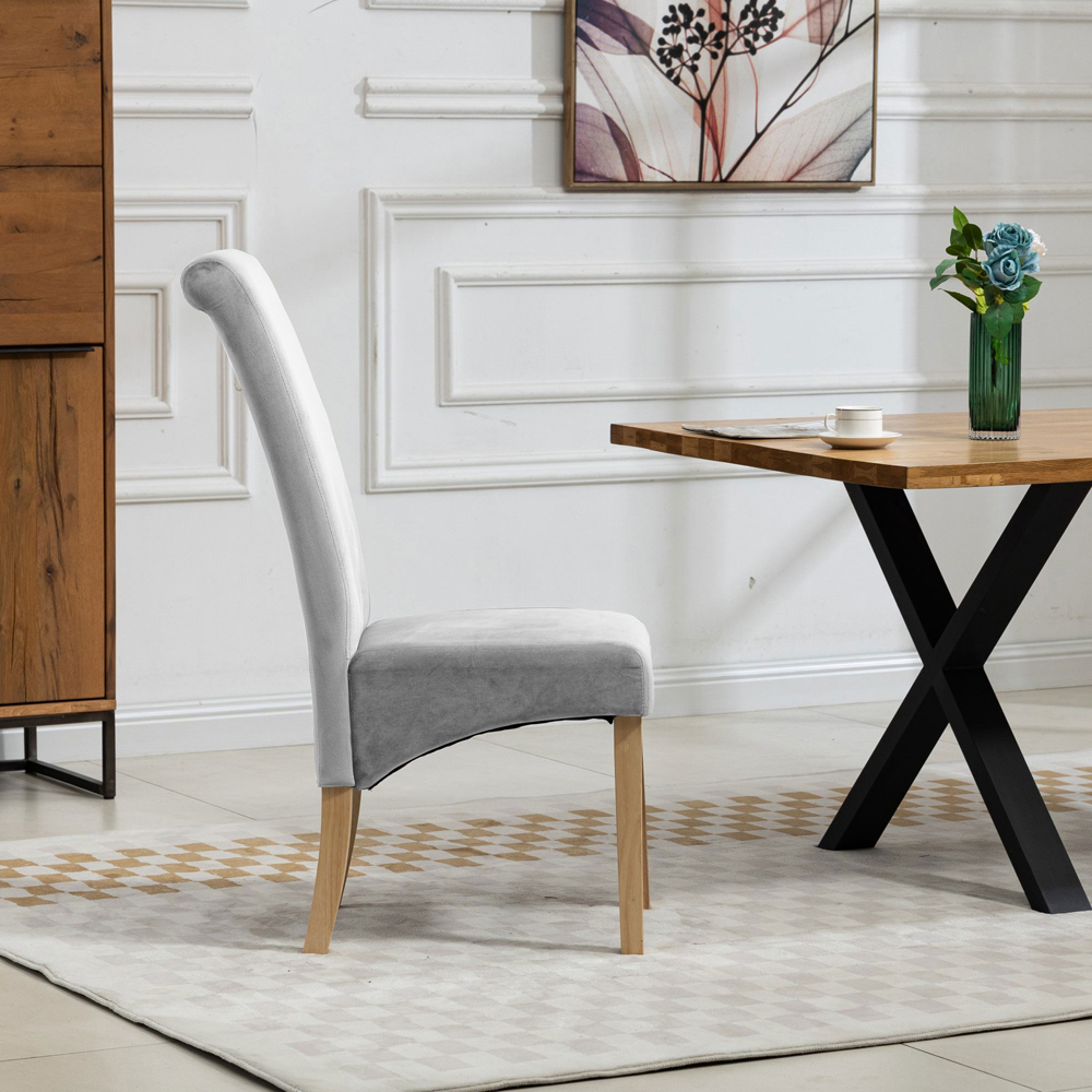 Artemis Home Rimini Set of 2 Silver Velvet Fabric Dining Chairs Image 4