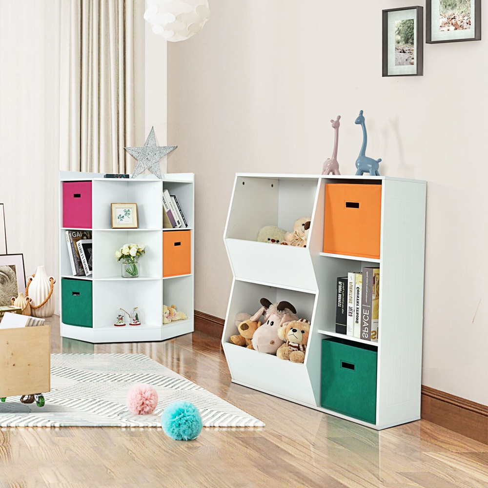 Costway White Kids Storage Cabinet with Baskets Image 7