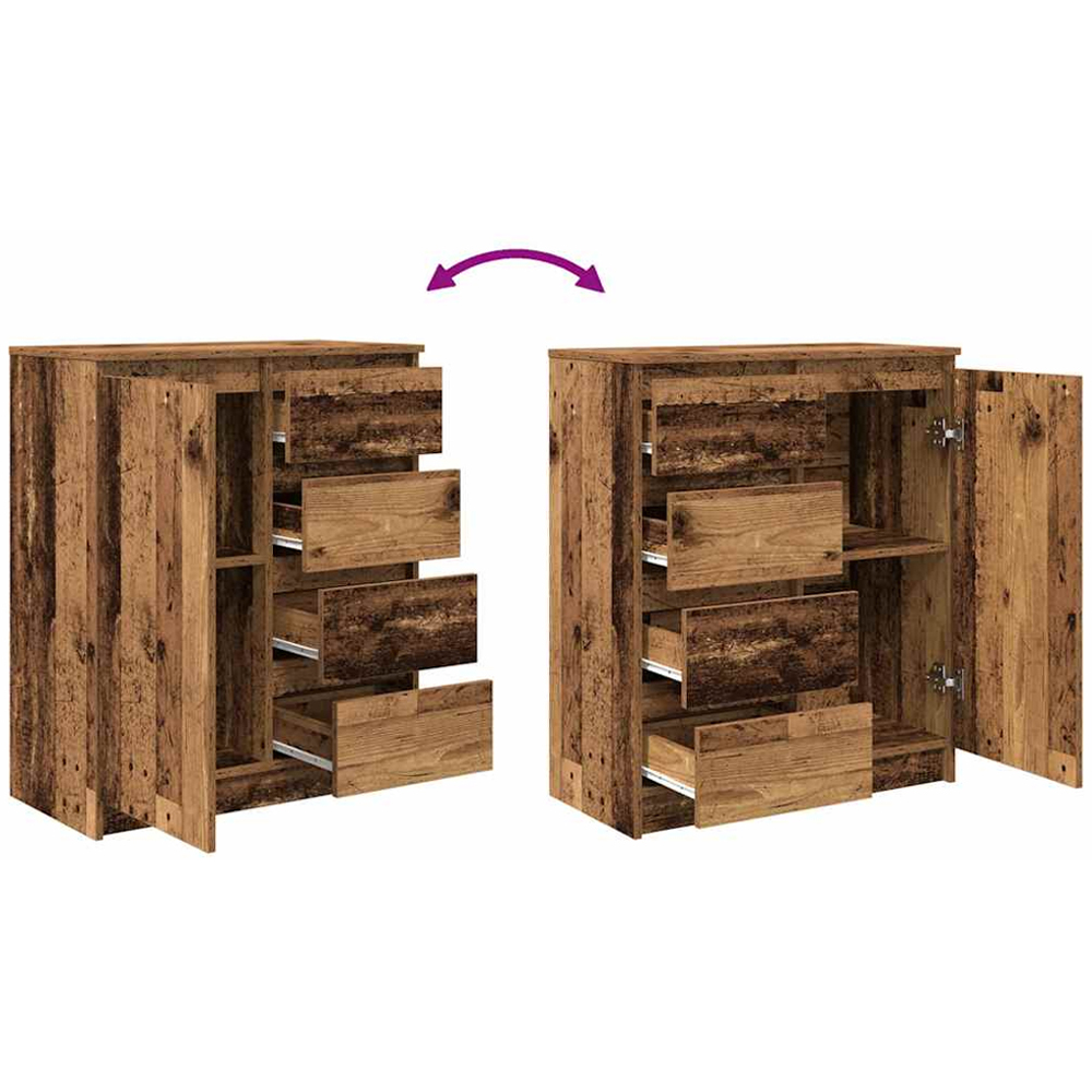vidaXL Single Door 4 Drawer Old Wood Sideboard Image 8