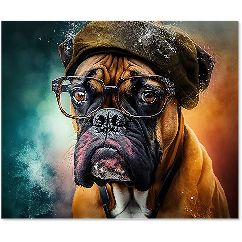 Warren Reed Designer Boxer Dog Splashart Glass Kitchen Splashback 75 x 90cm Image 2