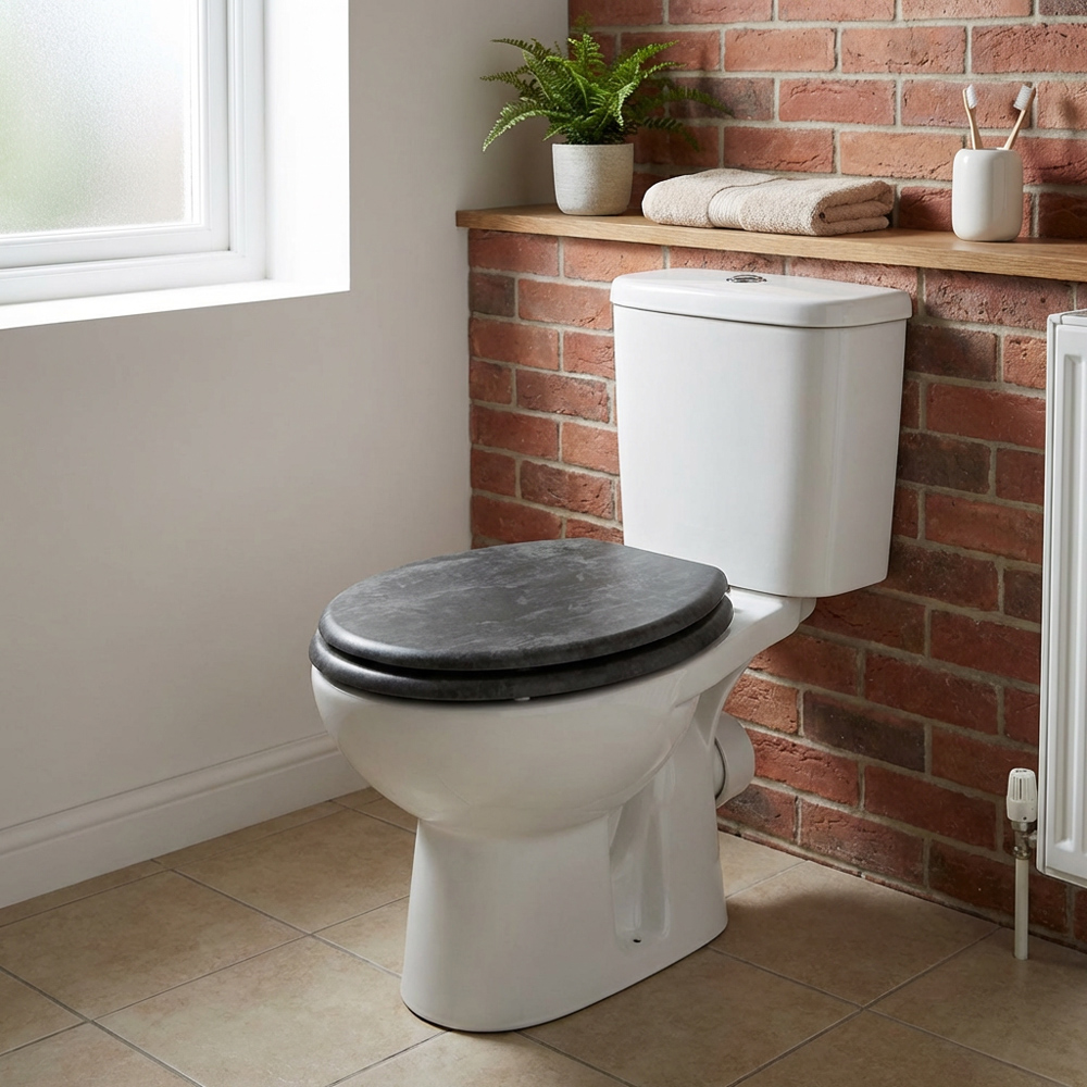 Grey Marble Effect Toilet Seat Image 4