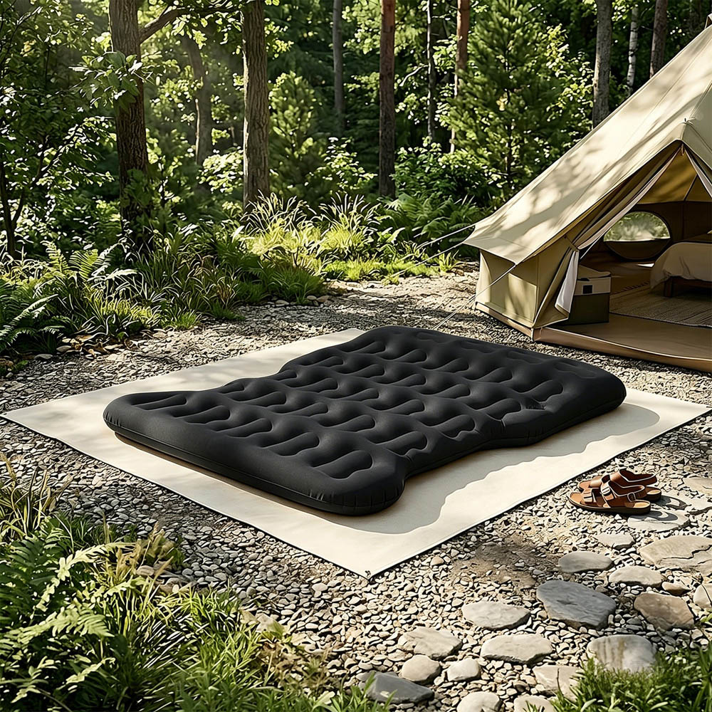 Living and Home Black Inflatable Flocked Car Air Mattress with Built-in Pump Image 2