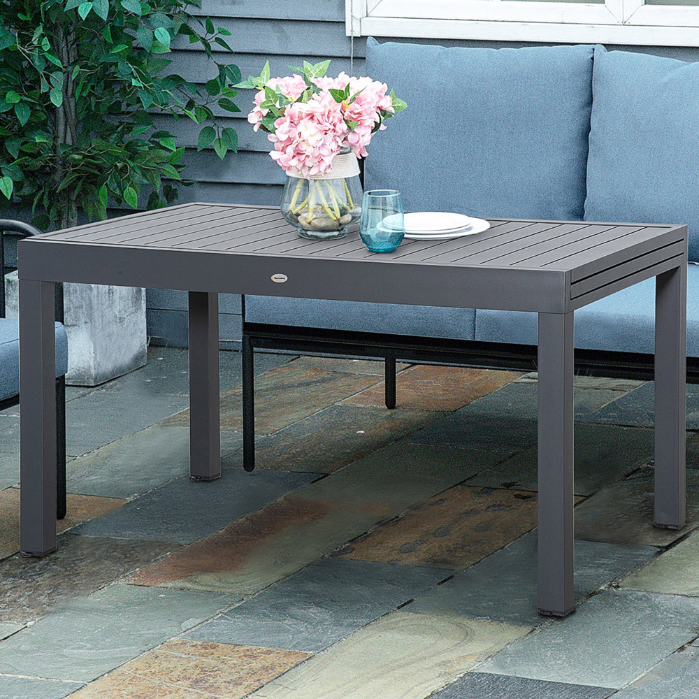 Outsunny 10 Seater Extendable Garden Dining Table Grey Image 1