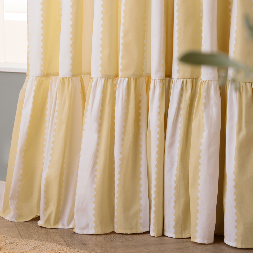 Furn Birdie Butter Yellow Stripe Cotton Fully Lined Pencil Pleat Curtains 117 x 137cm Image 3