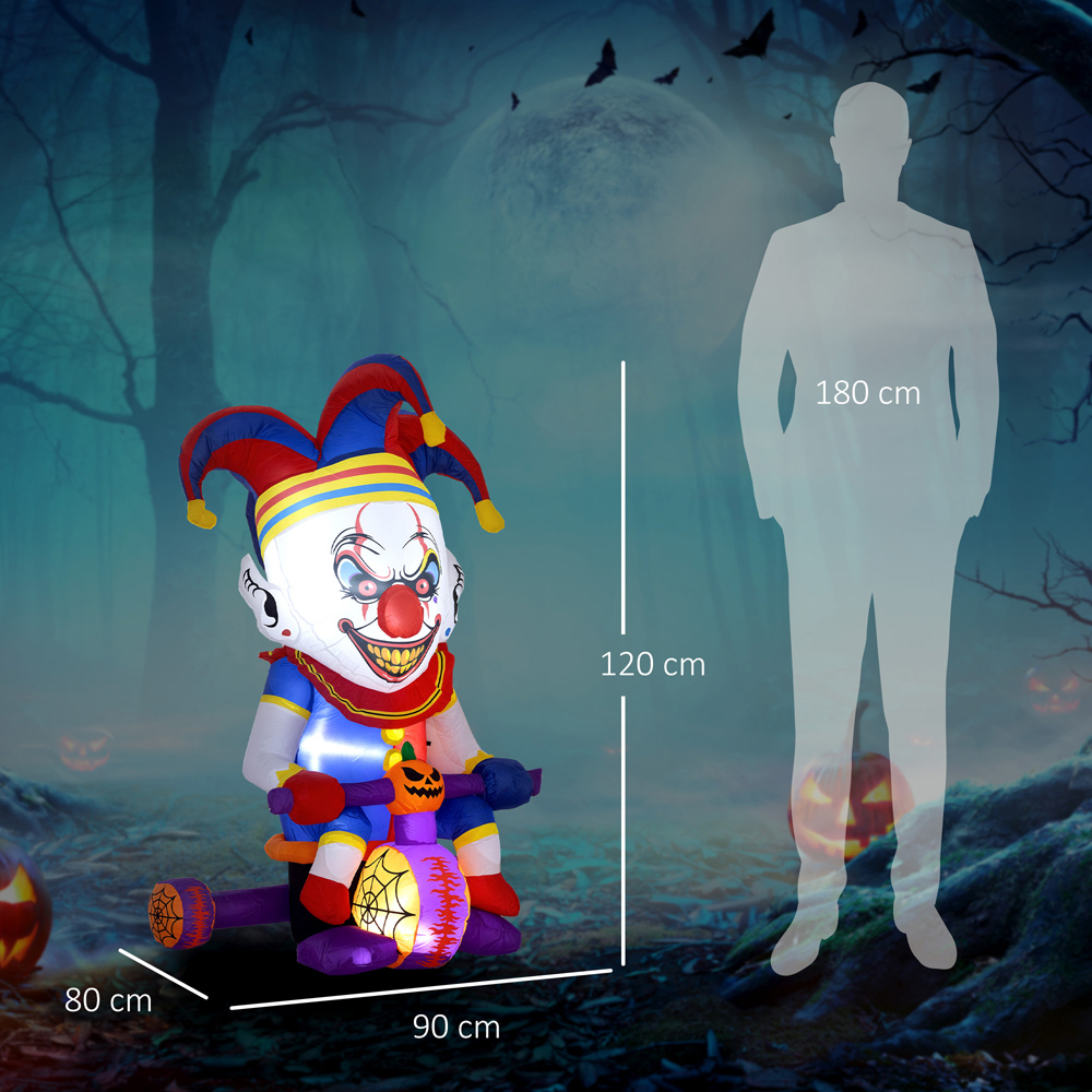 Outsunny Blow Up Clown on Bicycle Outdoor Halloween Decoration 4ft Image 9