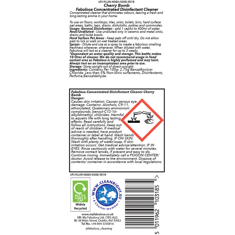 Fabulosa Concentrated Disinfectant Cherry Bomb Image 2