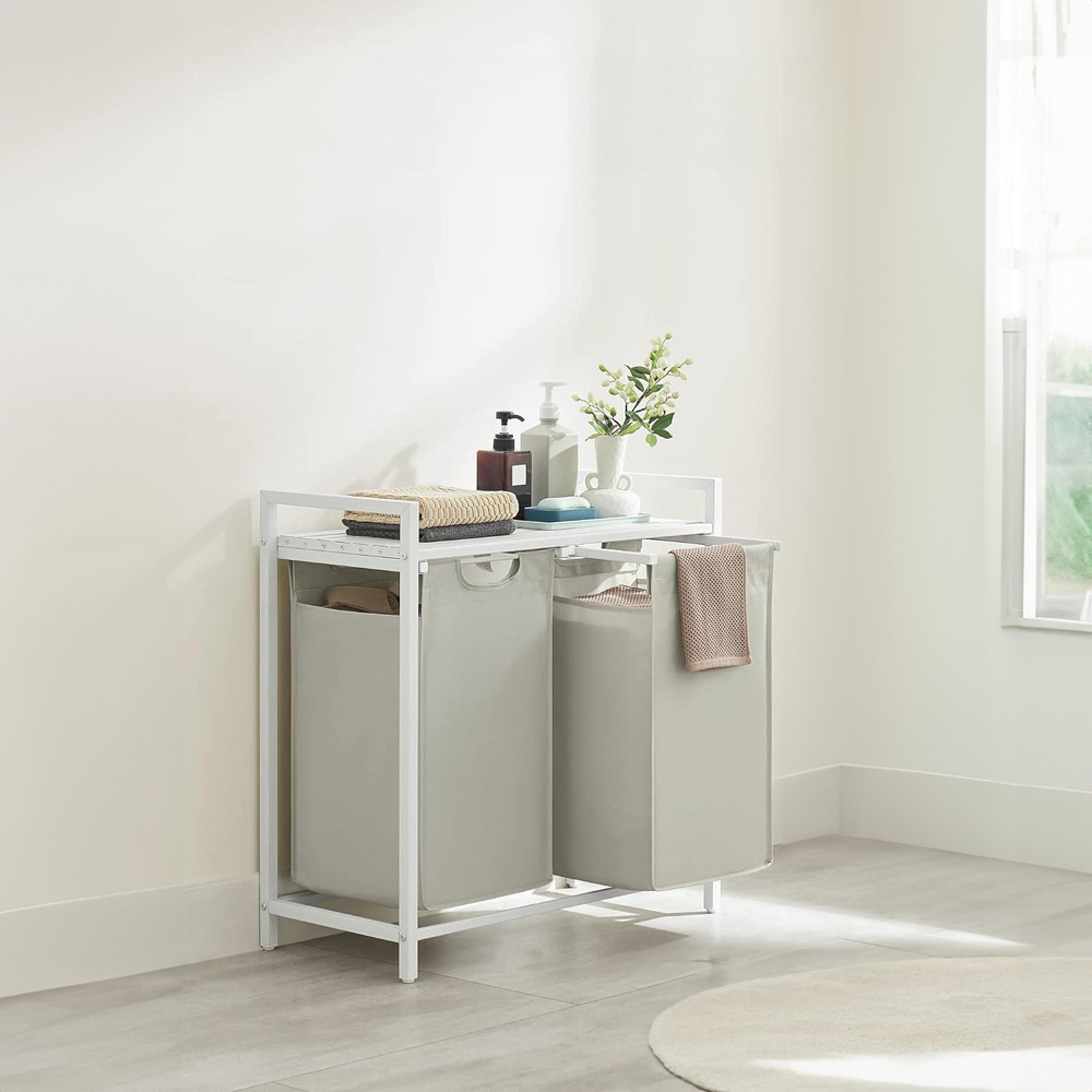 Neo Single Shelf White Double Laundry Hamper Image 5