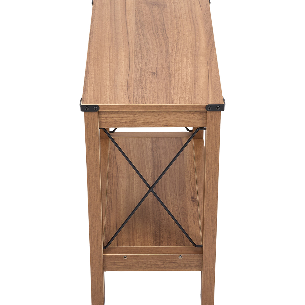 Living and Home Single Shelf Wood-Coloured Side Table Image 4