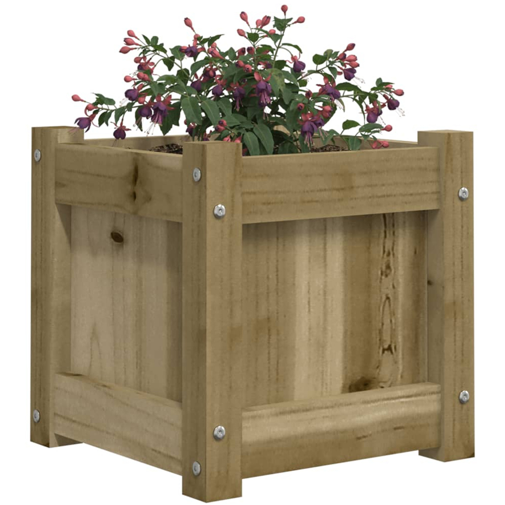 vidaXL Brown Impregnated Solid Pine Wood Garden Planter 31 x 31 x 31cm Image 3